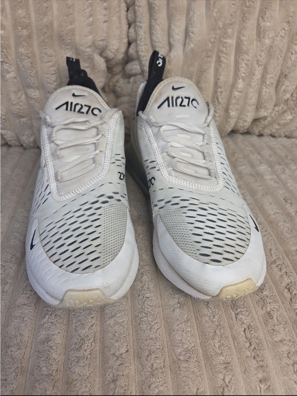 Nike Air Max 270 White Black Low Top Athletic Running Sneakers Men’s Size 9 - Picture 3 of 10